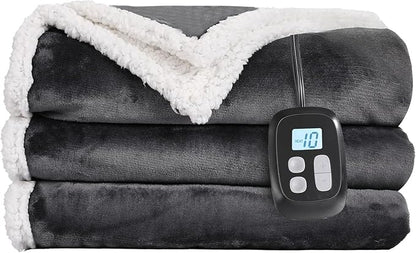 Electric Heated Blanket Twin Size - 62"x84", Soft Flannel Heating Blanket, 10 Heating Levels, 1-12 H Auto Shut Off, Breathable Warm and Washable for Bed, Dark Grey