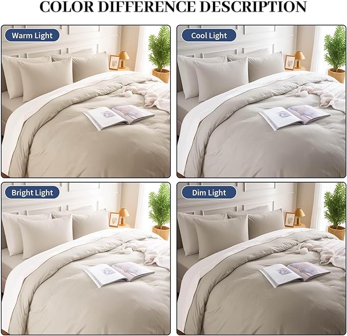NEXHOME PRO Twin Duvet Cover Set – 100% Certified Organic Cotton with Washed Feel & Linen-Like Texture, Comfortable & Breathable, Home Bedding Set Light Linen (No Comforter)