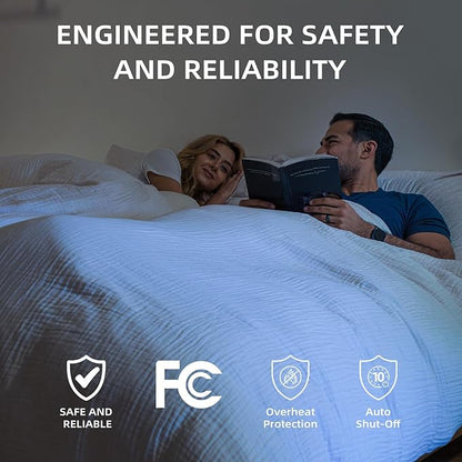 Bwarm WiFi Heated Mattress Pad Queen Size, Bed Warmer with 9 Heat Settings, 1-12 Hours Auto Off Deep Pocket, Machine Washable, Diamond Quilted White Queen 60" x 80"
