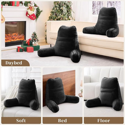 Sasttie Reading Pillow, Pillows for Reading or Relaxing – Ergonomic Support for Head, Neck, Back, and Lumbar, 21-Inch, Black