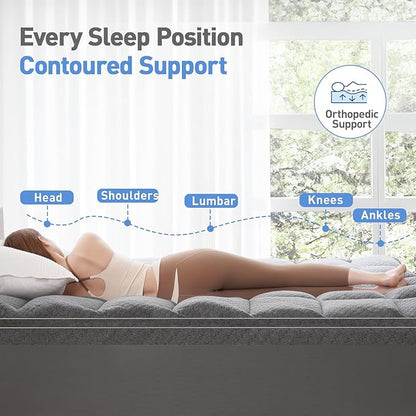 Dual Layer 3 Inch Memory Foam Mattress Topper Twin XL Size, 2 Inch Cooling Gel Memory Foam Plus 1 Inch Pillow Top Mattress Pad Cover, with 8-21 Inch Deep Pocket, Grey