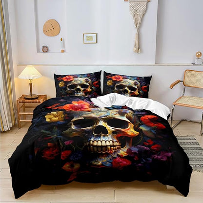 Microfiber Christmas Sheets Queen Set with 2 Pillow Cases Standard Size, Fitted Flat Sheet for Kids Girls Teens Adult Bedroom Decor，Pumpkin Sheets Bed Sheets Floral Petal Country Bedding Decor