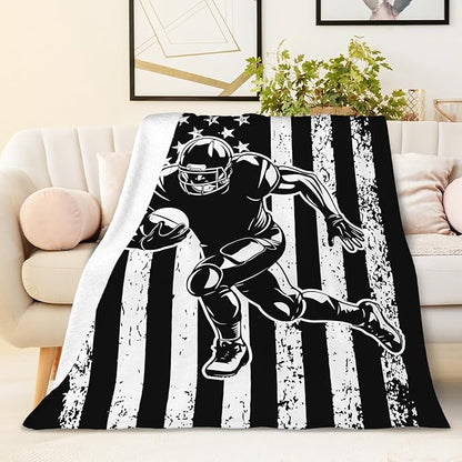Football Blanket Gifts Kids Blankets for Boys Teens Adults, 80x60 Inches Plush Fuzzy Football Stuff Throws for Couch Bedding Living Room Home Decor
