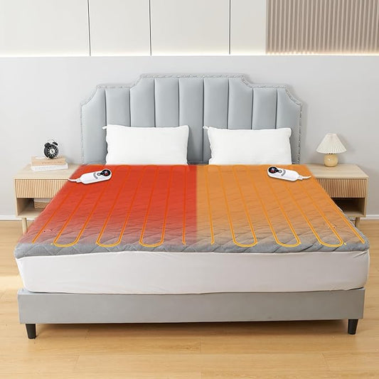 Electric Mattress Pad Queen Size 60"x80",6 Heating Levels & 1-10 Hour Auto Shut Off,Warm and Soft Comfort Fabric with 15 Inch Deep Pocket,Machine Washable,Gray