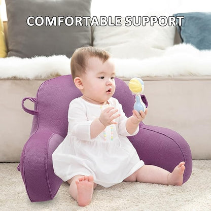 LiveGo Reading Pillow for Kids, Velvet Back Support Cushion for Sitting Up in Bed Adults, Kids Cuddle Cushion with Arms & Backrest Support Pillow for Teen Boys Girls Reading Bed Rest