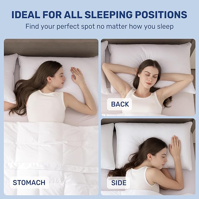 UNIKOME Ultra Soft Pillows Queen Size Set of 2 - Hotel Collection Luxury 100% Cotton Cover Down Alternative Bed Pillow, Fluffy Pillows for Back, Stomach or Side Sleepers