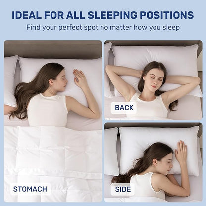 UNIKOME Ultra Soft Pillows Queen Size Set of 2 - Hotel Collection Luxury 100% Cotton Cover Down Alternative Bed Pillow, Fluffy Pillows for Back, Stomach or Side Sleepers