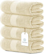 White Classic Luxury Bath Towels Set of 4 Large - 700 GSM Cotton Ultra Soft Bath Towels 27x54 | Highly Absorbent and Quick Dry | Hotel Towels for Bathroom Luxury, Plush Shower Towels, Beige