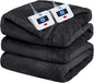 Sealy Heated Electric Blanket Queen Size, Flannel Electric Blanket with 10 Heating Levels & 1-12 Hours Auto Shut Off, Fast Heating Warming Blanket, Machine Washable, Grey, 84 x 90 Inch