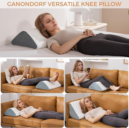 Knee Wedge Pillow 6.3'' for Post-Surgery Recovery-Leg Elevation Support for Sleep Position, Alleviating Lower Back & Hip Pain Enhancing Circulation in Ankles Legs Triangle Pillow with Removable Cover