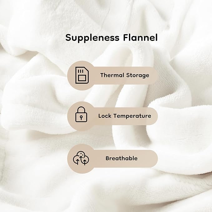 Electric Heated Blanket Full Size 72×84, Breathable & Luxurious Flannel,Soft Warm Gift with Over-Heat Protection,4 Heating Levels & 10 H Auto Shut Off, Machine Washable, White