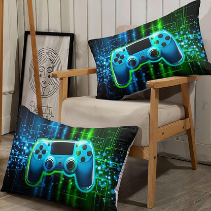 Green Gamepad Comforter Set 3D Gamepad Printed Bedding Set with 1 Comforter and 2 Pillowcases for Boys and Girls Bedroom All Season(Gamepad Full)