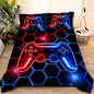 NTBED Game Console Comforter Set for Boys Girls Kids 3D Gaming Geometric Lightweight Microfiber Gamer Bedding Sets (Red Blue, Twin 5Pcs)