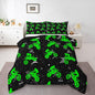 Feelyou Boys Dirt Bike Bedding Set - Cool Sports Comforter Set for Kids Motocross Rider - Fluorescent Green Bike Quilt & 2 Pillowcases - King Size