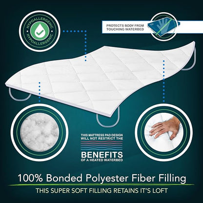 INNOMAX The Linen Resource Quilted Comfort Waterbed Anchor Band Custom Fit Mattress Pad Protective Cover Super Single