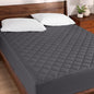 Bare Home Queen Quilted Fitted Mattress Pad - Cooling Mattress Cover - Easily Washable - Elastic Fitted Cover for Mattress - Stretch-to-Fit up to 15 Inches Deep (Queen, Grey)