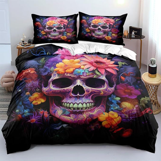 Halloween Bed Duvet Cover Sets Twin Set with 2 Pillowcases for Kids Girls Teens Adult Bedroom Decor