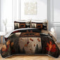 QOOMO Woodland Quilt Set Twin Size,Bear Leaves Bedspread Coverlet Set,Bear Leaves 3Pcs Bedding Set Printed Quilt with 2 Pillowcases,Soft and Lightweight,for All Seasons