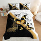 Kids Bedding Queen Size Comforter Set,Black and Gold Butterfly Bedding Comforter Sets for Boys Girls Room Decor,Animal Themed Artistic Aesthetic Bedding Sets with 2 Pillowcases.