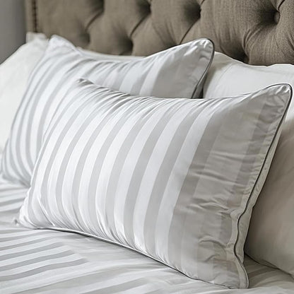 Hotel Grand Luxury Feather Down Pillows Standard Size Set of 2 Pack Hypoallergenic Medium Firm Pillows 100% Cotton Breathable Sleeping Pillows for Back/Side Sleepers Bed Pillows,20" X26"(2 Pack)