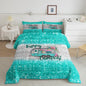 Feelyou Kids Camper Bedding Set Full Farmhouse Rustic Happy Camping Comforter for Girls Luxury Teal Glitter Floral Decor Comforter Set Camper Lover Quilt with 2 Pillow Case Boys