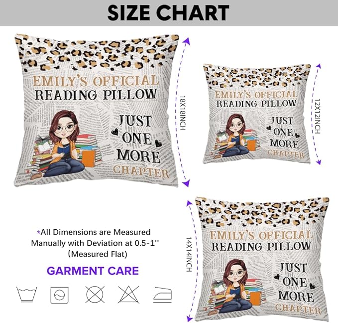 ENCYCOM Personalized Book Reading Pocket Pillow - Custom Reading Pillows with Name – Uniqua Gift for Bookworm Girls, Women Who Love Books, Perfect for Bed or Cozy Corner (Reading Pillow 01)