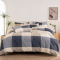 Duvet Cover Queen Plaid 100% Brushed Microfiber Reversible 3 Pieces Bedding Set Vintage Style Checkered Pattern Geometric Queen Duvet Cover Set with Zipper Closure Luxury Soft Breathable Comfy