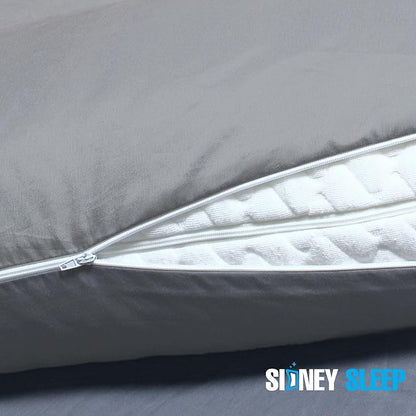 Sidney Sleep Curved Pillow Covers - Full Length Zipper Closure - Premium Soft Brushed Microfiber - 20 x 30 Inches - for Curved Side Sleeping Pillows (Queen, Silver Grey)