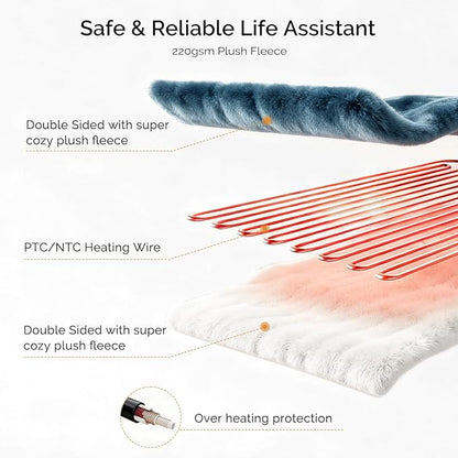Heated Blanket Electric Blanket King 100"x90" Heating Blanket with Dual Control 10 Heat Levels & 10 Hours Auto-Off Overheat Protection Cozy Soft Flannel King Size Blanket Fast Heating Machine Washable