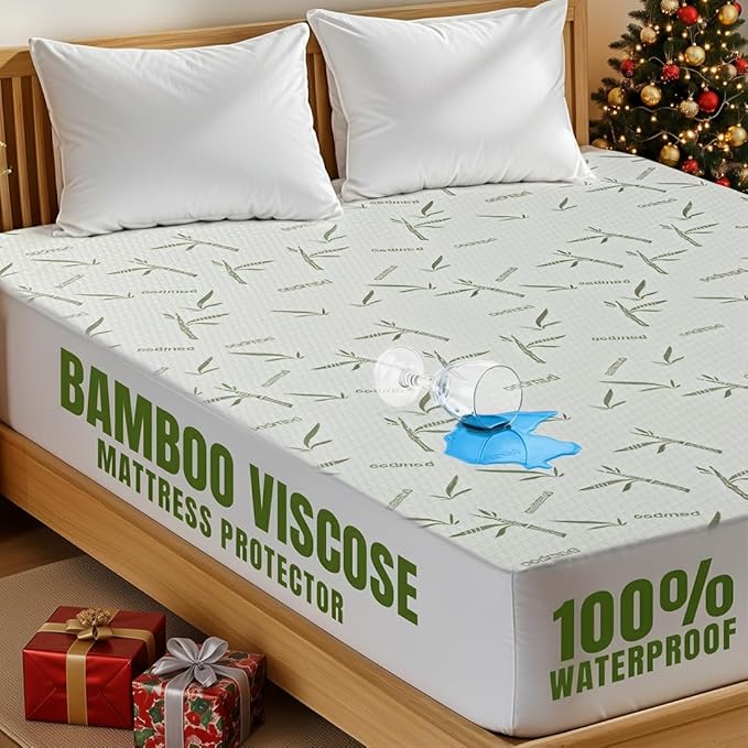Utopia Bedding Waterproof Mattress Protector California King Size Bed, Premium 200 GSM Bamboo Viscose Cooling Mattress Cover, Soft and Breathable, Fitted Style with 17 Inches Deep Stretchable Pockets