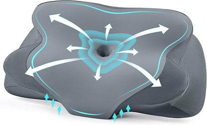 DONAMA Cervical Pillow for Sleeping, Contour Memory Foam Pillow for Neck and Shoulder Support, Ergonomic Neck Pillow for Side Back Stomach Sleepers, Bed Pillows with Cooling Pillowcase