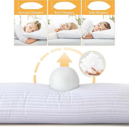 Oubonun Premium Striped Body Pillow, Breathable Cooling Cotton Cover, Soft and Fluffy 3D Down Alternative Microfiber Filled, Long Bed Pillow for Side Sleepers, 20"x54"