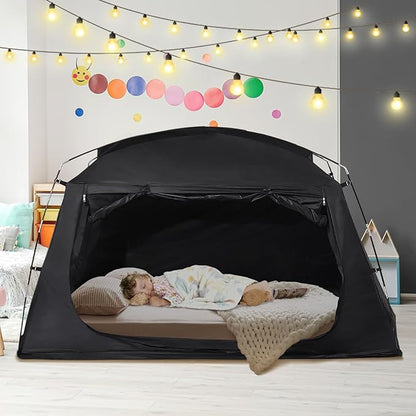 Sensory Bed Tent for Kids Indoor Privacy Space Sleeping Canopy for Floor or Twin Size Bed Black-Out Dream Play Tent for Children - Calm Down Corner Helps Kid Relax