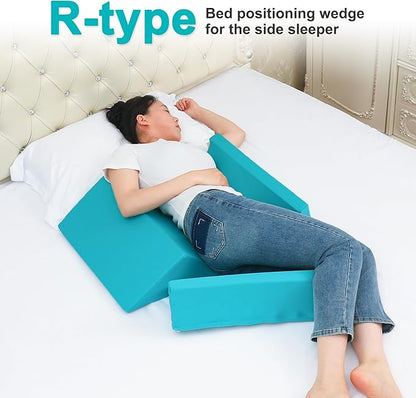 3-in-1 Side Wedge Pillow,Wedge Pillow for Back Pain Relief,Foam Wedges for Positioning in Bed,Positioning Wedges for Bed Sores,for Seniors,Caregivers,Side Sleepers,After Surgery,Green