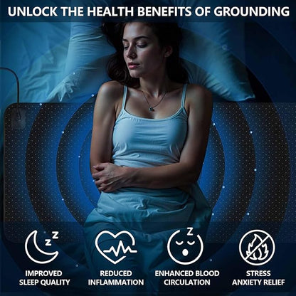Grounding Mat for Bed, Grounding Pad for Sleeping, Tear-Resistant PU Leather Grounding Mattress with Cord