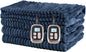 Heated Electric Blanket Queen Size 84''x90'', Dual Controller Soft Flannel with 10 Heat Settings 1-12 Hour Auto Off Large Blanket for Bed - Navy