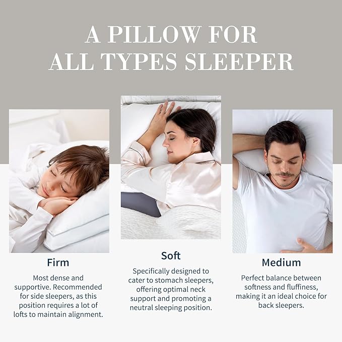 Globon Luxury Feather Down Pillow King Size,Low Soft Gusseted Bed Pillows for Sleeping, Hotel Collection Fluffy Pillow, 18"X34", Set of 2