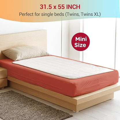 Comfytemp Heated Mattress Pad Mini Twin Size 31" x 55", Single Controller Quilted Electric Mattress Pads with 7- Layer Structure, 3 Heat Settings, 10H Auto-Off, Gifts for Grandma Mom Wife, Washable