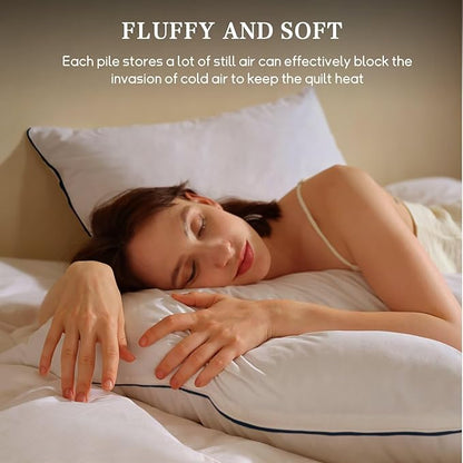 BHZ Goose Down Feather Pillows Standard Size Set of 4 Pack, Luxury Hotel Alternative Collection Bed Pillows for Sleeping Firm Soft Support for Side & Back Sleepers, White