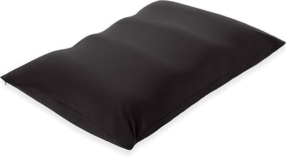 PILLOWY Premium Microbead Bed Pillow, X-Large Extra Fluffy But Supportive - Ultra Comfortable Sleep with Silk Like Anti Aging Cover 85% Spandex/ 15% Nylon Breathable, Cooling Matte Black