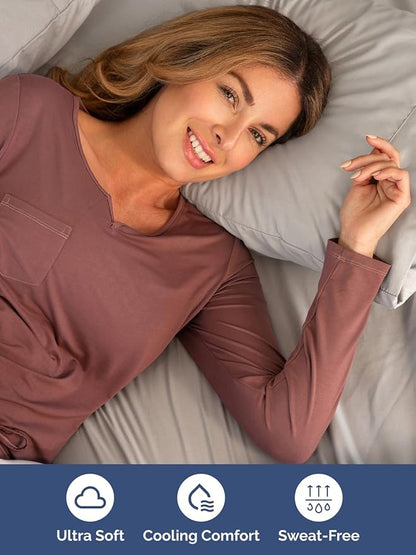 Extra Deep Full Sheet Set - 6 Piece Breathable & Cooling Sheets - Hotel Luxury Bed Sheets Set - Easy & Secure Fit - Soft, Wrinkle Free & Comfy Sheets Set - Light Grey Sheet Set with Extra Deep Pockets