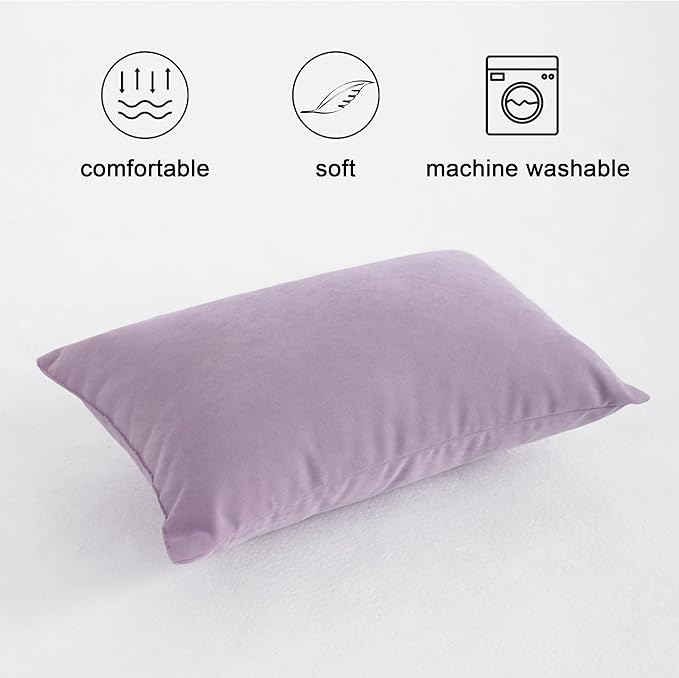 FLXXIE 2 Pack Microfiber Small Mini Pillows, 11x7 Inches, Soft Washable Travel Nap Pillows, Lavender