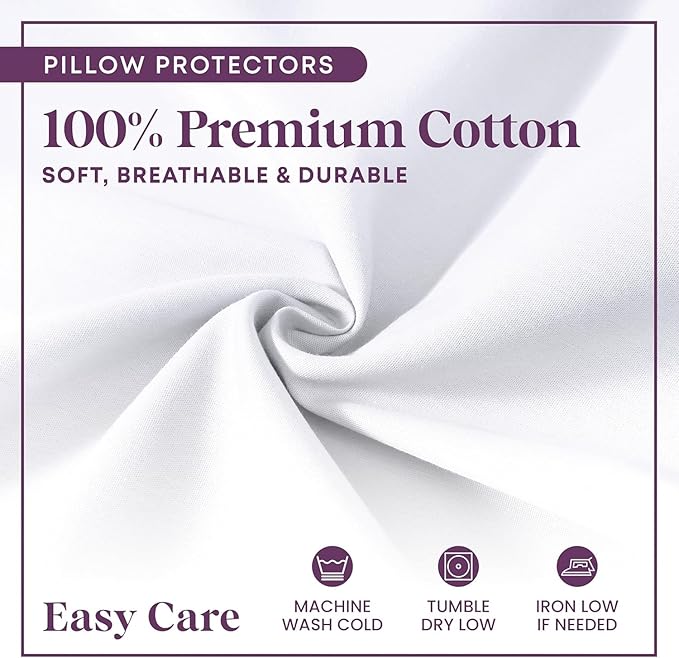 CirclesHome Wedge Pillow Cover 100% Cotton, Zippered Wedge Pillow Case Protector, Soft, Hypoallergenic & Breathable - 25x26x10”
