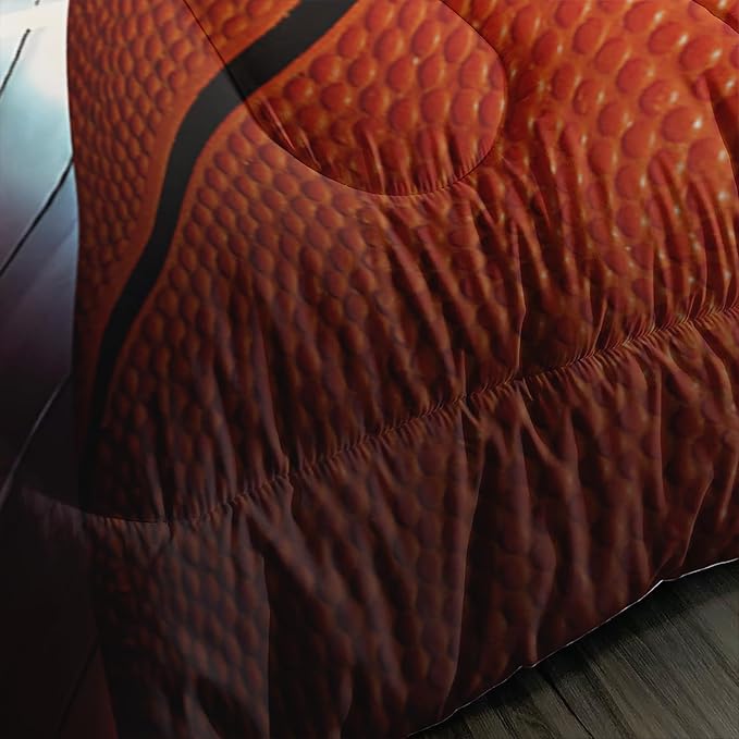 Sports Basketball Print Comforter 3Pcs Full Ball Sport Gaming Basketball Court Bedding Set for Kid Teen Girl Boy Adult Basketball Sport Games Quilt Bed Decor with 1 Comforter and 2 Pillowcases