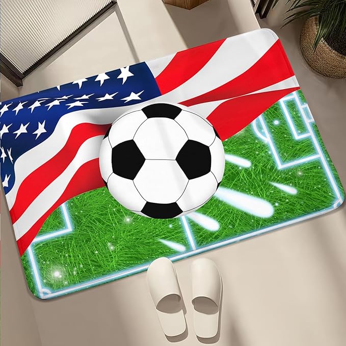 Soccer Rugs for Boys Bedroom - Sports Rug for Boys Bedroom Decor Football Carpet, Football Room Decor for Teens Kids Carpet, Soccer Field Carpet for Playroom Living Room, 2x3 Feet
