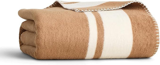 Preston Lane Highrise Throw Blanket – 50" x 70", Premium Cotton-Blend, Soft and Fluffy Throw for Couch, Bed, or Living Room, Cozy and Warm, Made in Portugal, Camel