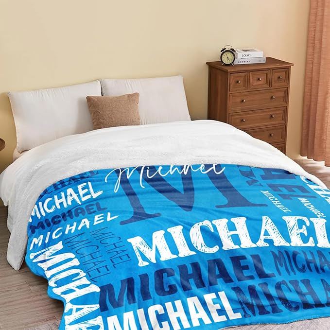 Personalized Blankets for Teen Boys Girls - Printed in USA Custom Blanket with Kid Names Reversible Plush Ultra-Soft Sherpa Fleece Monogrammed Baby Throw Blankets Customized Birthday Gifts for Adults