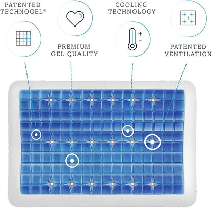 Technogel Anatomic Cooling Gel Pillow – Dual-Height Cervical Spine Support, Memory Foam Base, Washable Cover, Side & Back Sleepers