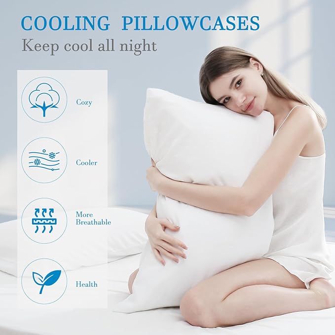 Avolare 2 Pack Pillowcases with Envelope Closure, Summer Pillow Case King Size, Breathable & Machine Washable Pillow Covers for Hot Sleepers, Night Sweats - White (20"x36")