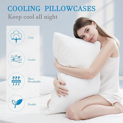 Avolare 2 Pack Pillowcases with Envelope Closure, Summer Pillow Case King Size, Breathable & Machine Washable Pillow Covers for Hot Sleepers, Night Sweats - White (20"x36")